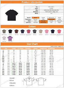 T-shirt vierge OEM 100 % coton, uni, décontracté, unisexe, coupe oversize, 260 g/<span class=keywords><strong>m</strong></span>², col rond, personnalisable avec logo - Product Image 3