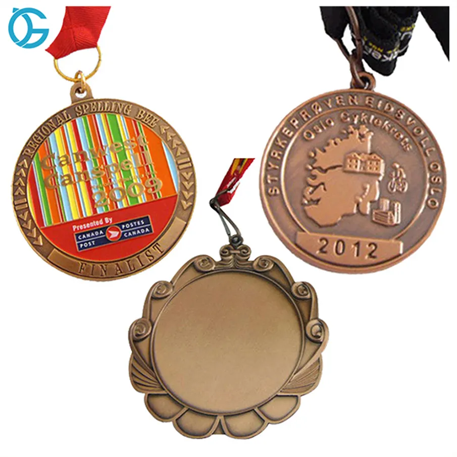 Medaglioni medaglioni produttore Custom Metal Sport Hanger Display Ribbon Keys Blank Football nuoto medaglie e trofei