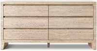 Commode à 6 tiroirs en travertin personnalisée, coiffeuse en marbre naturel, table de maquillage, coiffeuse en travertin pour chambre à coucher
