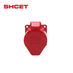 IP44 RED 220-380V 63A 5 pin 3P+N+E electrical industrial plug sockets panel mounted socket