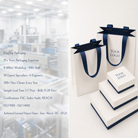 Ensemble boîte à bijoux et sac bicolore avec poignée en ruban bleu marine et insert en velours, impression personnalisée pour mariages et cadeaux, vente en gros