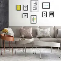 Urope-mesa de centro ovalada de hierro simple y creativa para el hogar, sala de estar