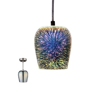 Luminaire suspendu en verre chromé 3D 1xE27, lampe de plafond moderne, décoration intérieure - Product Image 1