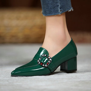 <span class=keywords><strong>Zapatos</strong></span> <span class=keywords><strong>de</strong></span> Tacón Alto <span class=keywords><strong>de</strong></span> Charol Verde Esmeralda Xuanhui para Mujer, Tacón Cuadrado <span class=keywords><strong>de</strong></span> 5 cm, Punta Puntiaguda, Hebilla con Pedrería, <span class=keywords><strong>Zapatos</strong></span> <span class=keywords><strong>de</strong></span> Oficina y <span class=keywords><strong>Fiesta</strong></span> - Product Image 4