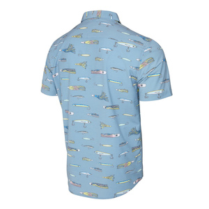 Chemise de pêche entièrement boutonnée en nylon recyclé sublimé Brandsun, avec fermeture à boutons perlés et impression intégrale motif poisson, personnalisable. - Product Image 6