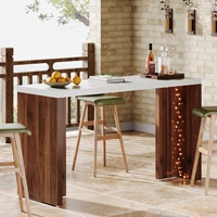 Tribesigns Home Bar Unit, table de bar de 55.12 pouces avec un dessus de table fini en faux marbre, mini bar moderne autoportant