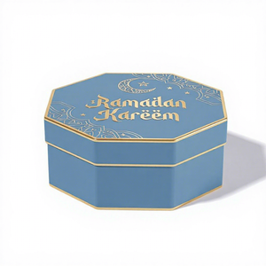 Boîte Cadeau en Chocolat Octogonale Ramadan Kareem avec Couvercle, Design en Feuille d'Or, Emballage Rigide Haut de Gamme - Product Image 5
