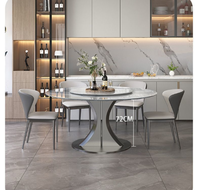 Ensemble de table et de chaises rondes en marbre naturel de luxe, imperméable, avec plateau en marbre, pour la maison et la restauration