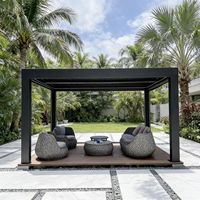 Pergola/Pavillon en alliage d'aluminium robuste avec toit à lames orientables, cadre thermolaqué, imperméable, résistant aux intempéries et au soleil