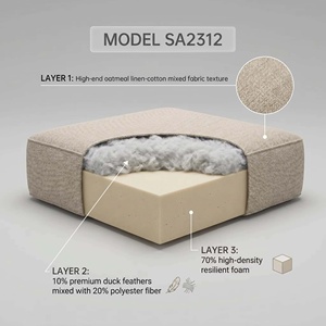 Divano Moderno a Tre Posti a L con Chaise Longue, Rivestimento in Tessuto Lino-Cotone Color Avena, Struttura in Metallo Sottile Nero per Soggiorno - Product Image 4