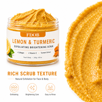 Gommage corporel au curcuma et au citron en gros sous marque privée, exfoliant, éclaircissant, à la vitamine C, nettoyant en profondeur, hydratant, OEM 250ml