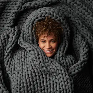 Couverture lestée en tricot-Couverture en tricot épais-Durable, respirante, organique-Lavable en machine pour un entretien facile