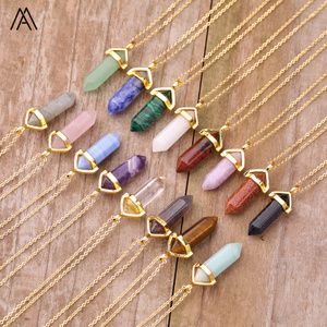 Colgante de punto de cristal pequeño, colgante de cuentas hexagonales dobles, collar de energía curativa, regalos de chakras - Product Image 1