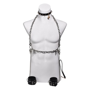 ผลิตภัณฑ์เฟติชเกย์ BDSM ชุดโซ่โลหะสแตนเลส ปลอกคอ เข็มขัดหนัง คอสเพลย์ ของเล่นทางเพศ ของเล่นสำหรับการเกี้ยวพาราสี ราคาโรงงานขายส่ง - Product Image 4