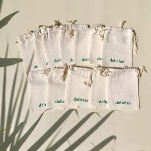 Factory Wholesale Eco Friendly Organic Muslin Cotton <b>Pouch</b> Custom Printed Logo Cotton <b>Pouch</b> Small Beige <b>Drawstring</b> Dust Bag - Product Image 2