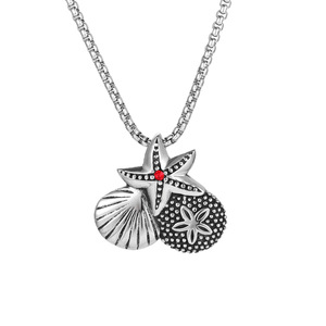 <b>Titanium</b> Steel Starfish Pendant Necklace With Seashell Charm For Men And Women SP961 - Product Image 1