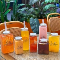 Vente directe d'usine, bouteilles en plastique jetables carrées de 300 ml, 380 ml, 500 ml, 650 ml, fabricants d'emballages pour boissons et jus