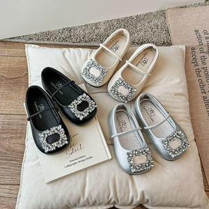 Meisjes Prinsessen Schoenen 2026 Lente Herfst Koreaanse Stijl Kinderen PU Bovenwerk Anti-Slip Elastische Band Zachte Zool Mode Flats - Product Image 1