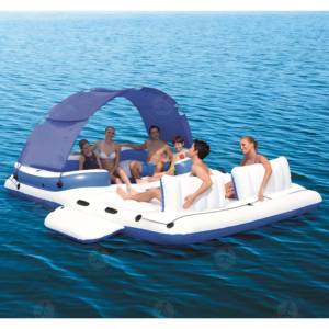 Nuevo diseño OEM verano agua inflable isla flotante muelle inflable flotante ocio plataforma con dosel para el mar - Product Image 2