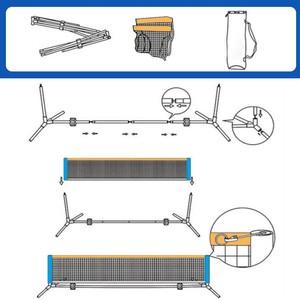 Lưới tập luyện đa năng tháo rời 10ft di động dành cho trẻ em, trong nhà/ngoài trời, chơi pickleball, <span class=keywords><strong>tennis</strong></span>, chất liệu polyester không nút thắt - Product Image 4