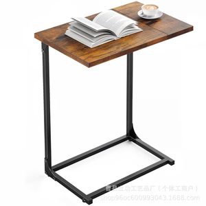 Iron And Wood <b>C</b> <b>Shaped</b> Side <b>Table</b> 66x40x30cm Floor Standing Living Room Bedroom Furniture - Product Image 2