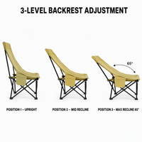 Fauteuil lune pliant à dossier haut réglable sur 3 niveaux en Oxford 600D pour camping, plage, pêche, pique-nique - Vente en gros