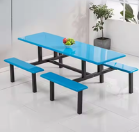 Vente en gros Table de salle à manger et tabouret de cantine en métal bleu moderne et durable ensemble 4/6/8 places Tables et chaises de salle à manger d'école
