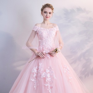 Pink Long Performance Dress Women Stage Solo Tutu Skirt Polyester Art Exam Attire Evening Gown Adult Size 12-17 - Product Image 3