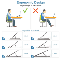 Organisateur ergonomique en aluminium réglable en hauteur pour ordinateur portable Support pour tablette PC pour support de bureau