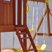 Ensemble de balançoire en bois Tosen avec toboggan, maisonnette et échelle d'escalade, jeu d'extérieur sûr pour enfants, construction robuste