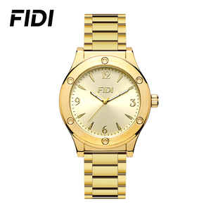 Reloj de Cuarzo FIDI para Hombre, Dorado y Plateado, con Correa de Acero Inoxidable, Casual, de Negocios, Clásico, con Esfera Simple, Resistente al Agua - Product Image 1