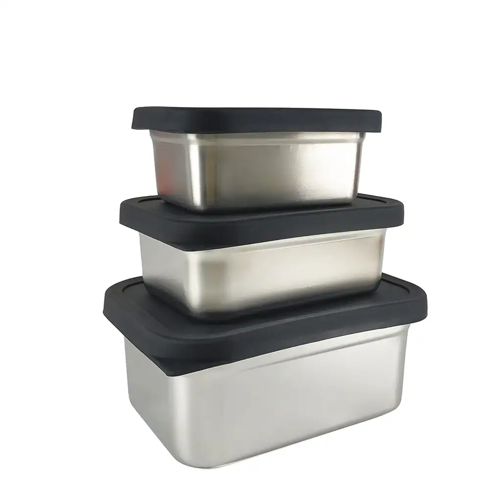 LIHONG stainless steel tiffin bento box Reusable Silicon food containers with silicone lid Food Storage Container Kids Lunch Box
