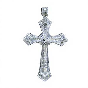 Factory Wholesale ODM Design Christian 925 <b>Silver</b> VVS Moissanite Letter Pendant Rhodium Plated BeReal Punk Style Men Jewelry - Product Image 2