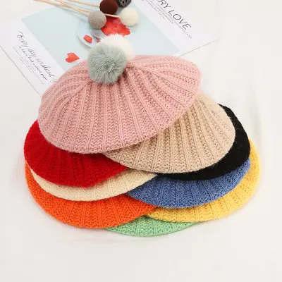 HT-0254 popolare doppio colore lampadina per capelli berretto cappelli firmati caldo lavoro a maglia cappello berretto invernale per bambini per le donne
