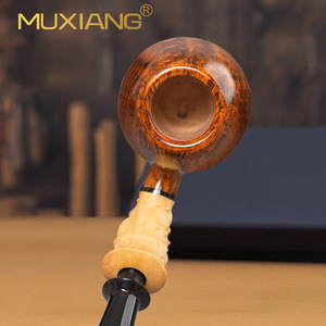 Muxiang Wooden Tobacco Pipe Bent Type Hand Carved With Filter For Men - Product Image 4