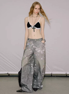 กางเกงยีนส์ทรงหลวมเอวสูงสำหรับผู้หญิง ระบายอากาศได้ดี สไตล์วินเทจอเมริกันเรโทร ลุคย้อนยุค ขาดๆ แบบหลวมๆ ขากว้าง ทรงตรง สไตล์ Y2K - Product Image 5