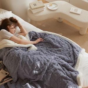 Modern Raschel <b>Knitted</b> 100% Polyester Flannel <b>Blanket</b> Solid Colour Winter Comfort Thickened Plain Style Anti-Pilling - Product Image 2