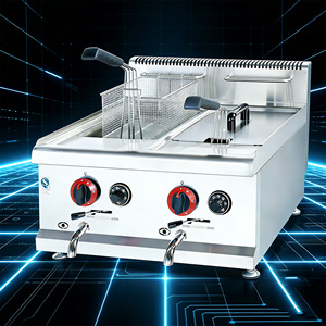 Friteuse professionnelle à gaz à double cuve pour frites, <span class=keywords><strong>tomado</strong></span>, poisson, banane, corndog - Product Image 3