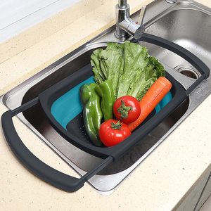 Gadgets de Cuisine en <span class=keywords><strong>Silicone</strong></span> Multi-Fonction Portable Pliable <span class=keywords><strong>Rétractable</strong></span> Égouttoir à Fruits Légumes Panier Ensemble <span class=keywords><strong>Passoire</strong></span> avec Poignée - Product Image 4