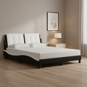 Struttura letto imbottita bianca e nera - Product Image 2