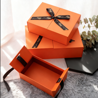 Boîtes cadeaux à double porte à ouverture séparée en orange en gros, doublure en éponge, matériaux recyclés, impression quadrichromie pour cadre photo