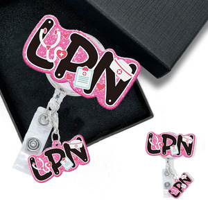 Nouveau bonnet d'infirmière en acrylique avec boucle à tirage facile, stéthoscope LPN, pendentif et porte-clés rétractable en cuir transparent avec clip ceinture - Product Image 3