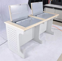 Table d'ordinateur scolaire 2 3 moniteurs Ensemble dans un bureau d'ordinateur rabattable avec support d'écran LCD caché verrouillable et support de processeur