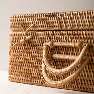 Cesta de Mimbre Estilo Nórdico para Almacenamiento Decorativo, Cesta de Picnic Tejida a Mano, Precio Económico, Venta al Por Mayor - Product Image 3