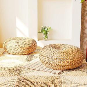 Tabourets et poufs en jacinthe d'eau, chaise ottoman style moderne, pouf de salon en jonc de mer naturel, décoration intérieure - Product Image 4