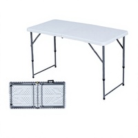 Table pliante de 12 mètres en plastique moulé par soufflage, avec pieds droits et structure métallique, portable, pour bureau d'étude, table de repas extérieure, marché nocturne