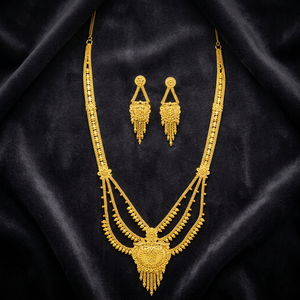 สร้อยคอทองเหลืองชุบทอง 14K 18K 24K แบบยาวสำหรับเจ้าสาว สไตล์ดูไบแบบดั้งเดิม ขายส่งเครื่องประดับทองคำโอโร จอยเอเรีย - Product Image 4