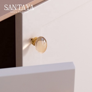 Poignées de meuble Santaya en laiton, transparentes, couleur champagne, avec cristaux, créatives, pour armoire de chambre, coiffeuse et tiroirs - Product Image 5