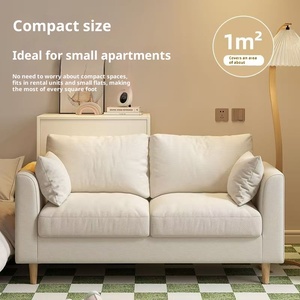 Canapé deux places <span class=keywords><strong>beige</strong></span> canapé de salon pour petit appartement en tissu velours canapé-lit moderne et minimaliste pour appartement et chambre à coucher - Product Image 6