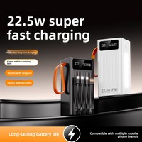 Batterie externe haute capacité 50 000 mAh polymère lithium-ion à charge ultra-rapide avec affichage numérique, câble intégré et ports multiples